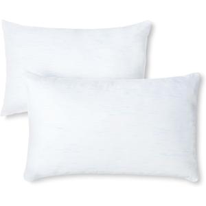 Amazon Basics Cool to Touch Bed Pillow with Hypoallergenic Down-Alternative Fill,Medium for Back Sleepers, Standard, 20" x 26",2 Pack
