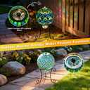 SAVENNA Mosaic Glass Fountain, Floor-Standing Lighted Water Feature with Quiet Pump, Indoor/Outdoor Decorative Accent Lighting for Garden & Patio, Fan-Inspired Multicolor Mosaic Sphere