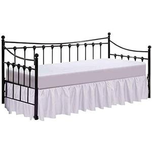 Daybed Skirt with Split Corners Twin Size Dust Ruffle Bedskirt - Bed Skirt for Day beds- Split Corners, Ruffle Gather- Genuine Poly Cotton/Microfiber - 18 Inch Bed Skirt Twin Size White Bed Skirts (Twin-18" Drop)