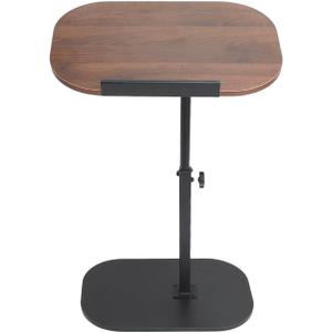 Side Table TV Tray for Couch,90 Tiltable Laptop Table Height Adjustable 360 Swivel C Shaped End Table for Small Spaces,Bedside Bathroom Living Room (Walnut)