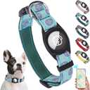 SCENEREAL Airtag Dog Collar for Small Medium Dogs, Dog Collar with Durable Airtag Holder, Compatible Apple Air Tag, Anti-Lost Adjustable Soft Comfortable Unique Style, Green S