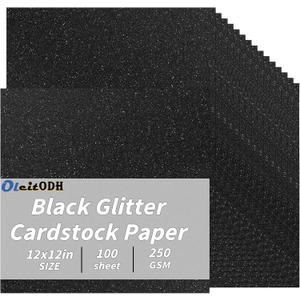 Black Glitter Cardstock Bulk 100 sheets, 12” x 12” Cardstock Sparkly Paper, 250 GSM/ 92lb Card Stock Printer Construction Paper for Graduation Cap Scrapbooking Diy Crafts Card Making