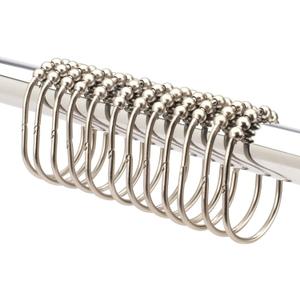2LB Depot Wide Shower Curtain Rings/Hooks Set, Decorative Brushed Satin Nickel Finish, Easy Glide Rollers,100% Rustproof Stainless Steel, Set of 12 Rings for Shower Rods. Rust Proof Bathroom Hooks