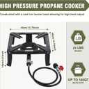 Bestfire High Pressure Propane Burner, 260000 BTU Single Propane Stove with 4.1ft 0-20Psi Adjustable Hose with Regulator, 16" Square Steel Cooktop for Camping