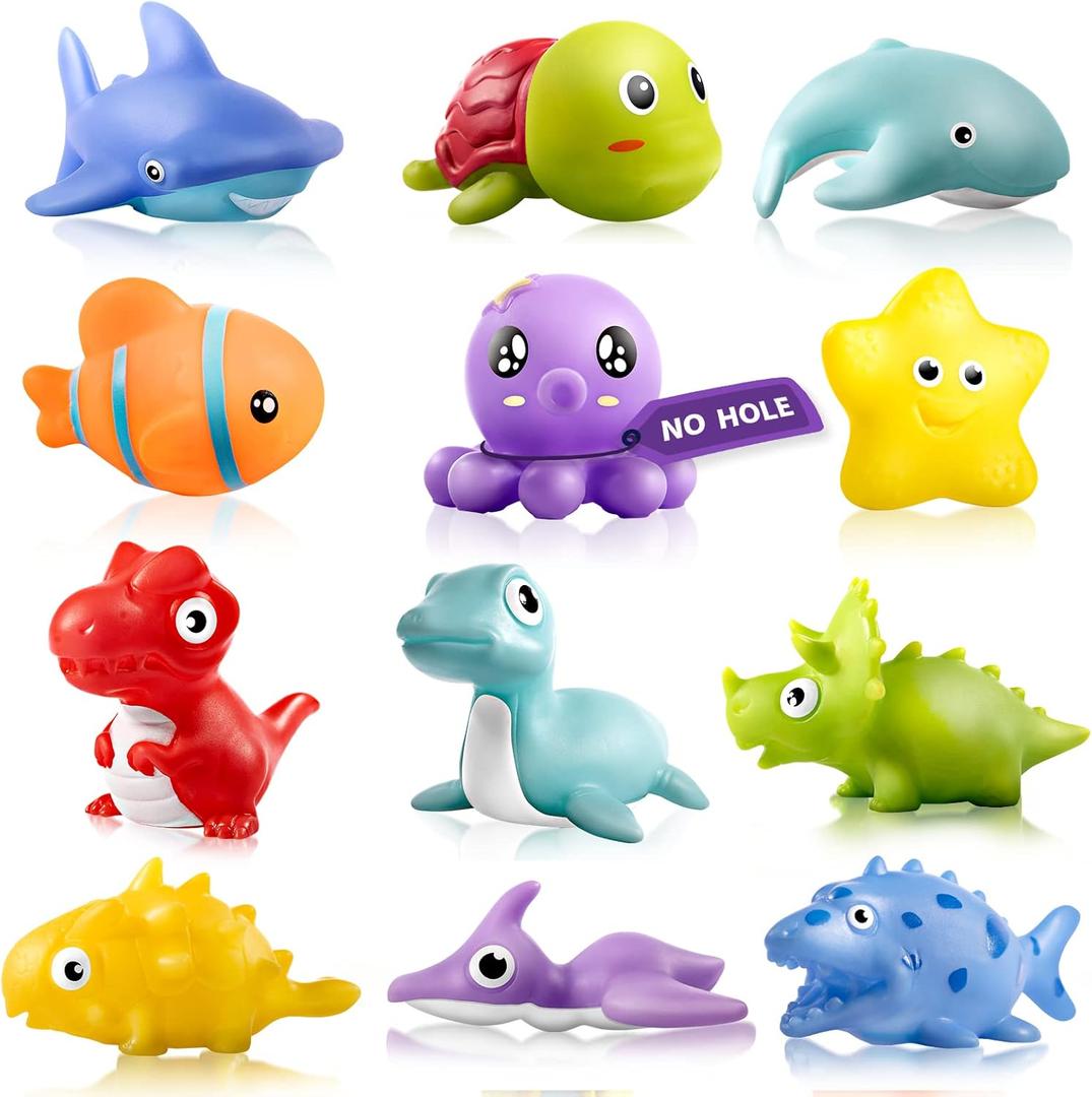 Hely Cancy Infant Bath Toys for 18 Months - No Hole Animal Bathtub Toys, Baby Bath Tub Toys