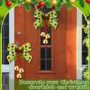 2 Pcs Red Green Christmas Jingle Bell with Velvet Ribbon Bows and Pine Cone Hanging Ornament Christmas Door Knob Hangers Tree Topper Wall Wreath Decoration for Cabinet Door Handle Knob Party Decor (Berry)