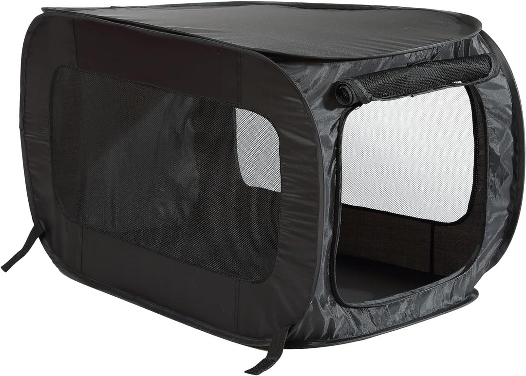Beatrice Home Fashions Portable, Collapsible, Pop Up Travel Pet Kennel, 24" L x 16.6" W x 16" H, Black