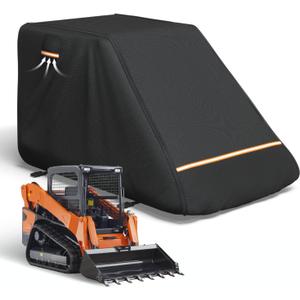 Skid Steer Cover, Heavy Duty Oxford with Air Vents & Reflective Strips, Skid Steer Loader Cover Compatible with Kubota,Bobcat, New Holland,John Deere,Caterpillar (with Cockpit (only Cover))