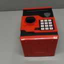 ATM Piggy Bank for Boys Girls, Vcertcpl Mini ATM Coin Bank Money Saving Box with Password, Kids Safe Money Jar for Adults with Auto Grab Bill Slot, Great Gift Toy Bank for Kids (Red+Black)