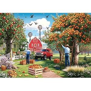 Harvest Season Farm 1000 Piece Puzzle for Adults, Fun Puzzles for Adults 1000 Pieces with HD Print & Poster, 27.5 * 19.7 in Dust Free, for Gifts Halloween Christmas Family Games Lovers