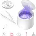 Ultrasonic Retainer Cleaner, 48kHz Denture Cleaner, Retainer Cleaning Machine for Denture, Retainer, Aligner, Jewelry, Mouth Guard, Brace, Toothbrush, Pacifier, Razor, 3 Modes Jewelry Cleaner-White