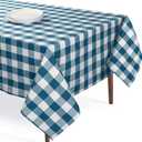 Buffalo Plaid Check 52"x70" Tablecloth 100% Cotton Washable Rustic Rectangle Table Cover Decorative for Gifts, Dining, BBQ, Buffet Parties & Camping - Teal