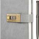 WEMATE Fathers Day Gifts Journal with Lock, A6 PU Leather Diary with Lock 192 Pages, Vintage Lock Journal Notebook with Pen & Gift Box, Lock Diary for Men and Women 4.3X 6.18in Light Grey