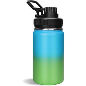 12 oz Water Bottle,Small Insulated Water Bottle, Stainless Steel Small, Leak Proof with Chug Lid, Wide Mouth BPA Free Double Wall Vacuum (Blue/Green)