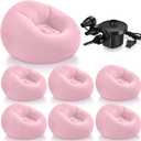 Realspring 6 Pcs Inflatable Bean Bag Chairs for Adults with Electric Air Pump, Blow up Couch Folding Portable Inflatable Couch Lazy Sofa for Outdoor Movie Night Camping(Pink,6 Pcs)