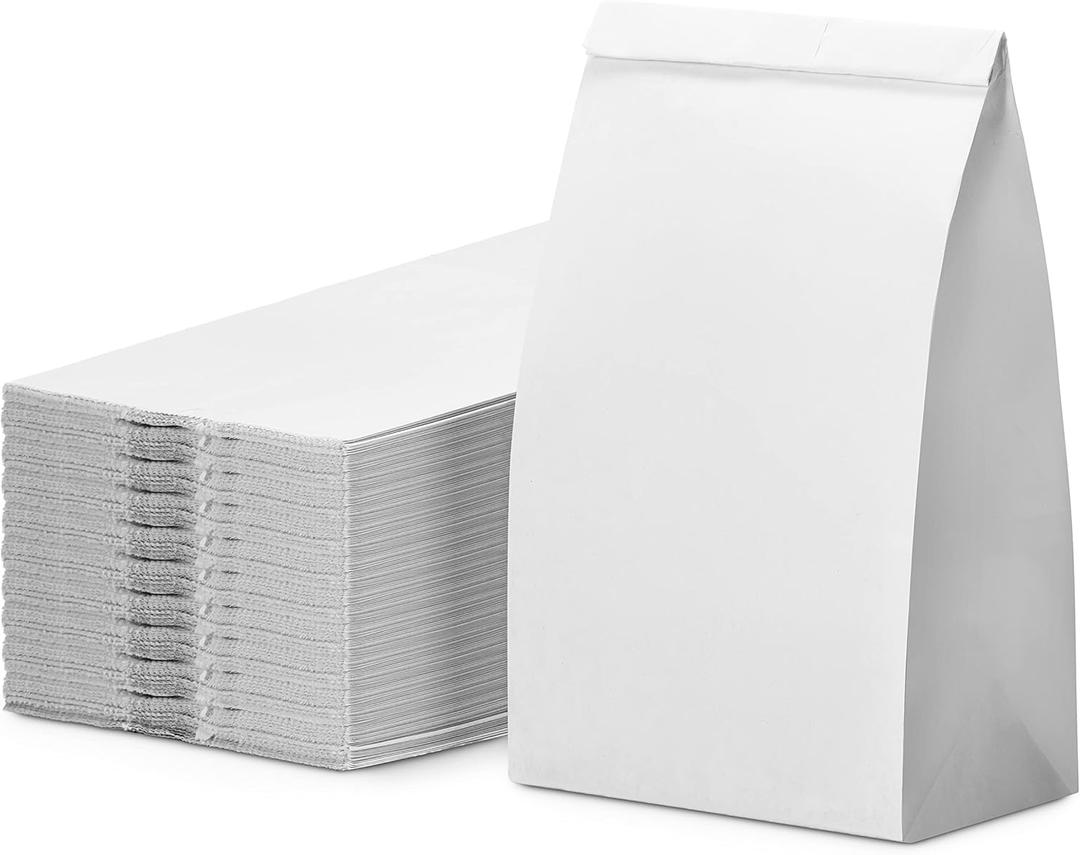 CulinWare Paper Lunch Bags, Paper Grocery Bags, Durable Kraft Paper Bags, 4 Lb Capacity, White, Pack Of 500 Bags