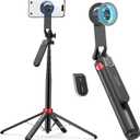 PlusAcc 69 Magnetic Selfie Stick Tripod - Extendable Phone Mount for MagSafe, 360Rotation Travel Stand with Rechargeable Remote, Compatible with iPhone, Camera, Video Recording
