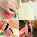 Cute Fruit Mini Coin Purse Keychain,Strawberry Cherry Leather Zipper Wallet Handbag Accessories For Women And Girls (Cherries)