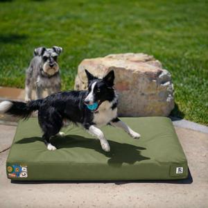 Sytopia 36 Inch Canvas Outdoor Dog Bed for Large Dogs, Chew Proof Dog Bed with Waterproof Machine Washable Removable Cover, Durable Indoor Patio Pet Pad for Crate, Green