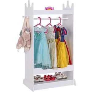 UTEX Kids See and Store Dress-up Center, Costume Closet for Kids, Open Hanging Armoire Closet, Pretend Storage, Costume Dresser(White)