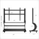 Arc-Shaped Art Mobile TV Stand Rolling TV Cart with Wheels for Most 50-100 Inch TV Portable Floor TV Stand with 2-Tier Wooden Shelves, Height Adjustable Holds up to 220lbs,VESA 900x600mm,Black