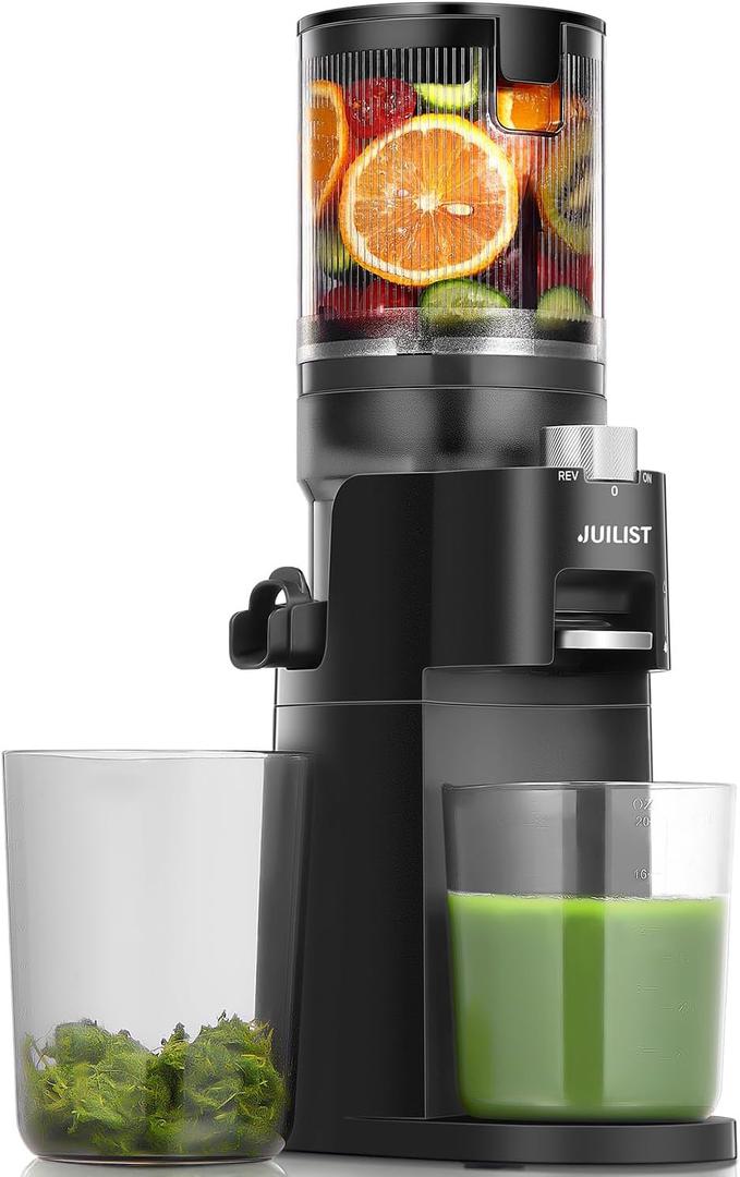 Cold Press Juicer Machines, Masticating Slow Juicer, Quiet, Whole Fruit/Vegetable Juicer with High Yield, Easy to Clean, BPA Free (Black)