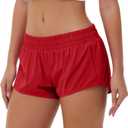 Aurefin Lightweight Athletic Shorts for Women, Quick Dry Running Shorts with Zip Pocket and Liner Womens Gym Workout Shorts (Red, S)