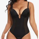 SHAPERIN Women's Backless Body Shaper Bra Faja U Plunge Low Back Thong Shapewear Tummy Control Deep V Bodysuit, Size M