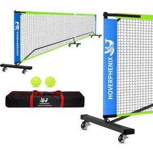 Portable Pickleball Net for Driveway, 22FT Regularion Size Pickle Ball Net Set for Indoor and Outdoor Use, Weather Resistant Metal Frame (Blue & Green)