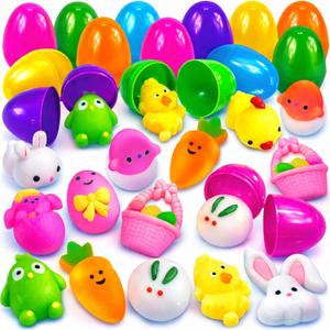 stargo 36 Pack Colorful Prefilled Easter Eggs bulk with mochi Squishy Easter toys - Plastic easter Eggs with squshies for Easter Basket stuffers, Easter Gifts, Egg Hunts Party Decorations Goodie Bags