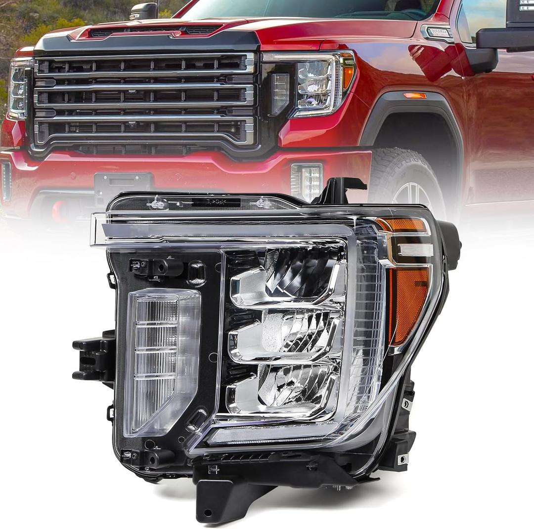 Full LED Headlight Assembly Compatible with GMC Sierra 2500HD 3500HD 2020 2021 2022 2023 Head Light (Only for Full LED Model) Left Driver Side 86788463