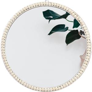 SWTHONY 20 Inch Boho Beaded Round Mirror Wall Decor, Decorative Hanging Circle Nursery Mirrors for Girl Room, Farmhouse, Livingroom, Bedroom