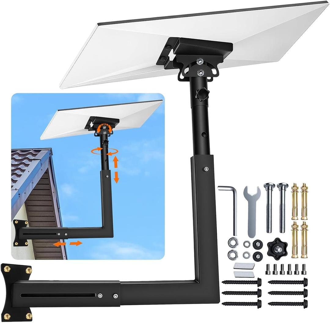 Starlink Mount Gen 3/4 with Adapter, 360° Adjustable Wall/Roof Mounting Kit with Telescoping Arm, Starlink Pole Mount Reinforced, Rustproof Weatherproof for Starlink Standard 4/4X/V3