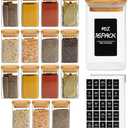 ComSaf Spice Jars with Labels 8 oz 16Pack, Small Spice Containers Starter Set, Glass Seasoning Jars with Lids, Square Seasoning Containers for Salt, Pepper, Chili Powder, Sugar, Loose Tea Storage