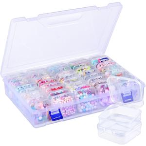 Funtopia 40 Pcs Bead Organizers and Storage, Small Clear Plastic Storage Containers with Lids, Mini Transparent Organizer Boxes for Jewelry, Toys, Beads, Small Parts and Crafts Accessories (Same Size - 40pcs)