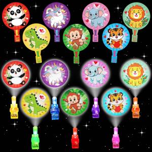 Valentine's Day Gifts for Kids, 28 Pack Valentine's Day Cards for Kids Classroom with Animal Finger Lights, Glow in the Dark Light Up, Toys Bulk Party Favors, School Exchange Prize