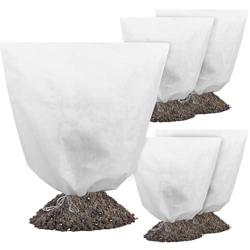 Gardzen 5-Pack Plant Covers Freeze Protection, Drawstring Tree Cover, Winter Freeze Plant Protection, Tree Jacket Frost Blanket for Outdoor Plants, 22.4" x 24"