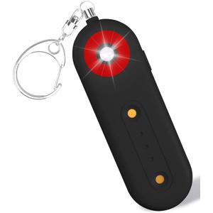 ROTOPATA Personal Safety Alarm Keychain for Women, Rechargeable 130DB Loud Emergency Self Defense Key Chain Siren with LED Strobe Light for Elderly Traveling College Essentials (Black)
