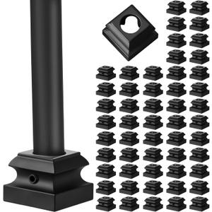 Dunzy Iron Baluster Shoes Flat Shoe with Screw Set Suitable for 5/8 Inches Round Staircase Balusters Metal Baluster Hardware Shoes Spindle Railing Indoor Outdoor Handrail (64 Pcs)