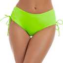 Bonneuitbebe Women's Bikini Bottoms Full Coverage Swim Bottoms Mid Waisted Swimsuit Bathing Suit Bottom, Size: Small (US 4-6) (Lime Green)