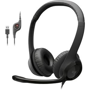 Logitech H390 Wired Headset for PC/Laptop, Stereo Headphones with Noise Cancelling Microphone, USBA, inLine Controls, Works with Chromebook  Black
