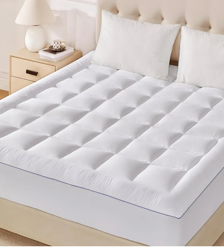 Eiayeebil Twin Pillow Top Mattress Topper, 1000GSM Extra Thick Mattress Pad for Body Pain Relief, Soft Breathable Bed Topper with 8"-21" Deep Pocket, 3D+7D Down Alternative, White