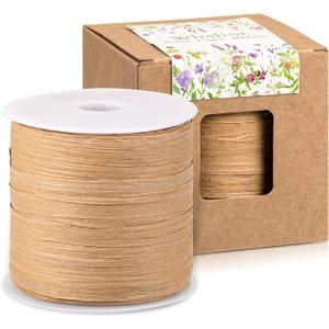 Whaline 229 Yards Raffia Paper Ribbon Christmas Kraft Craft Packing Paper Twine Festival Gift Wrapping DIY Crafts Ribbon for Decoration and Weaving, 1/4 inch Width