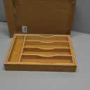 Expandable Bamboo Kitchen Drawer Organizer for Cutlery and Utensils, Adjustable Bamboo Wood Cutlery Tray in Drawer for Flatware and Silverware in Kitchen, (Natural) (7 Slots Expandable)