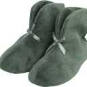 For foot Women's Bootie Slippers, Cozy Coral Fleece Non Slip Indoor House Shoes (X-Large, Dark Grey)