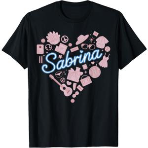 Girl Retro Sabrina First Name Personalized Heart T-Shirt