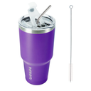 BJPKPK 30 oz Stainless Steel Tumbler With Lid And Straw Vacuum Insulated Double Wall Travel Coffee Water Tumbler,Purple