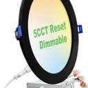 zouzai 1 Pack 8 Inch Black 5CCT Ultra-Thin LED Recessed Ceiling Light with Junction Box, 2700K/3000K/3500K/4000K/5000K Selectable, 18W Eqv 150W, Dimmable - ETL and Energy Star Certified (8 Inch, Black1 Pack)