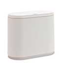 White Slim Rectangular Plastic Trash Can with Press Type Lid, 8 Liter / 2.1 Gallon Narrow Trash Bin with Pop-up Lid for Toilet, Bedroom, Bathroom, Office, Kitchen, Powder Room (8L)