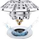 Universal Tub Stopper Bathtub Drain Plug, Pop Up Tub Drain Hair Catcher, Drain Cover with Strainer, for 1-3/8 to 2in Bath Drain Hole (Chrome Silver)